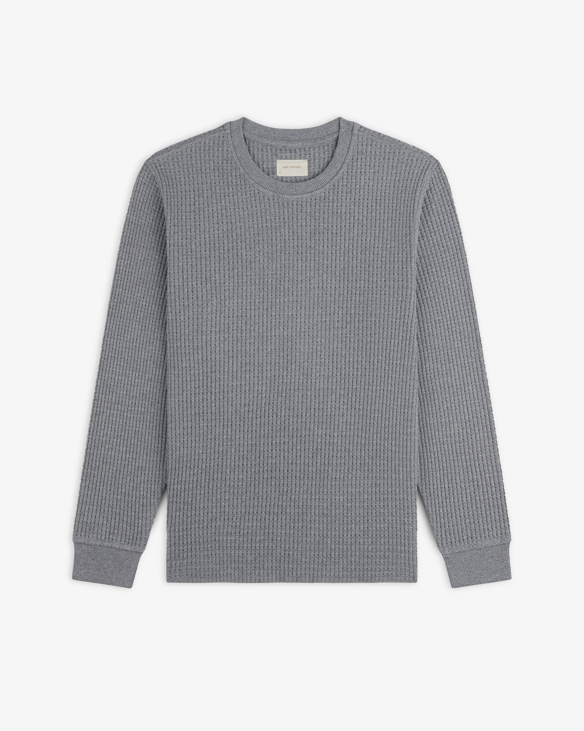Long-Sleeve Waffle Thermal in grey with a textured crewneck design.