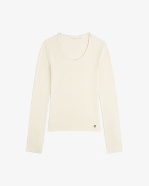 Ribbed Scoop Neck Long-Sleeve Tee