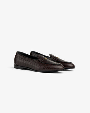 Croc-Embossed Crest Salóni Loafer