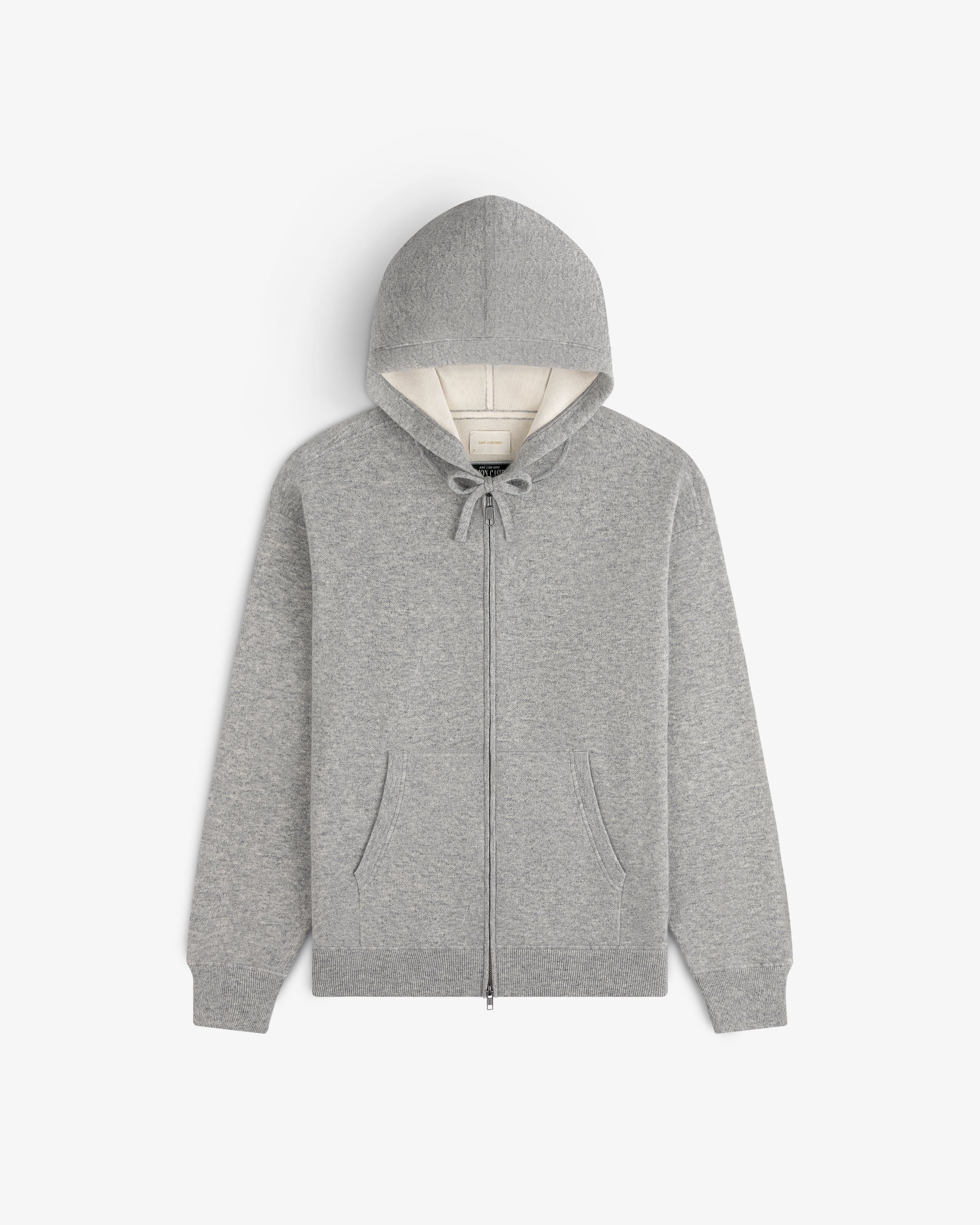 Full-Zip Pavilion Cashmere Hoodie with front pockets and hood, shown against a white background.