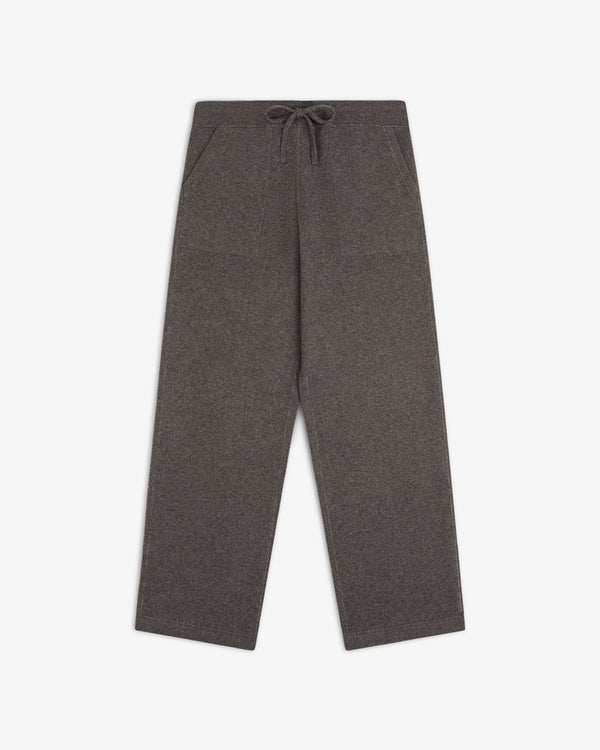 Pavilion Cashmere Sweatpant in gray, wide-leg style with front pockets, displayed flat on a white background.
