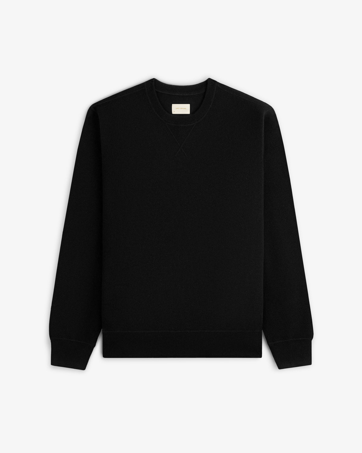 Pavilion Cashmere Crewneck Sweatshirt in black, long sleeves, shown flat on a white background.