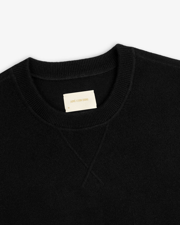 Pavilion Cashmere Crewneck Sweatshirt with ribbed collar and beige label sewn inside the neckline.