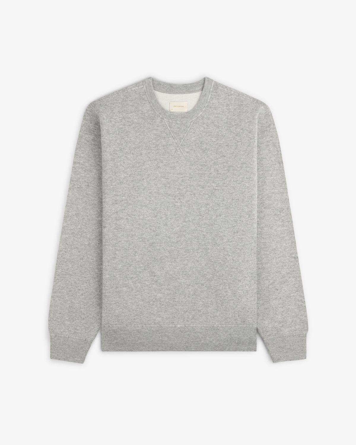Pavilion Cashmere Crewneck Sweatshirt in light gray, long sleeves, ribbed cuffs/hem, shown flat on white background.