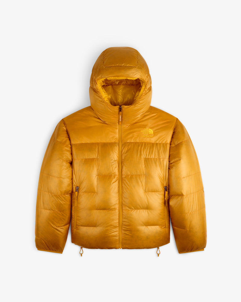 ALD / The North Face Reversible Pertex® Nuptse Jacket: bright orange, hooded, front zip, two pockets on white background.
