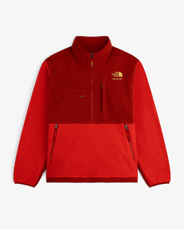 Red ALD/The North Face ’95 Denali half-zip fleece pullover with zip pockets and chest logo.