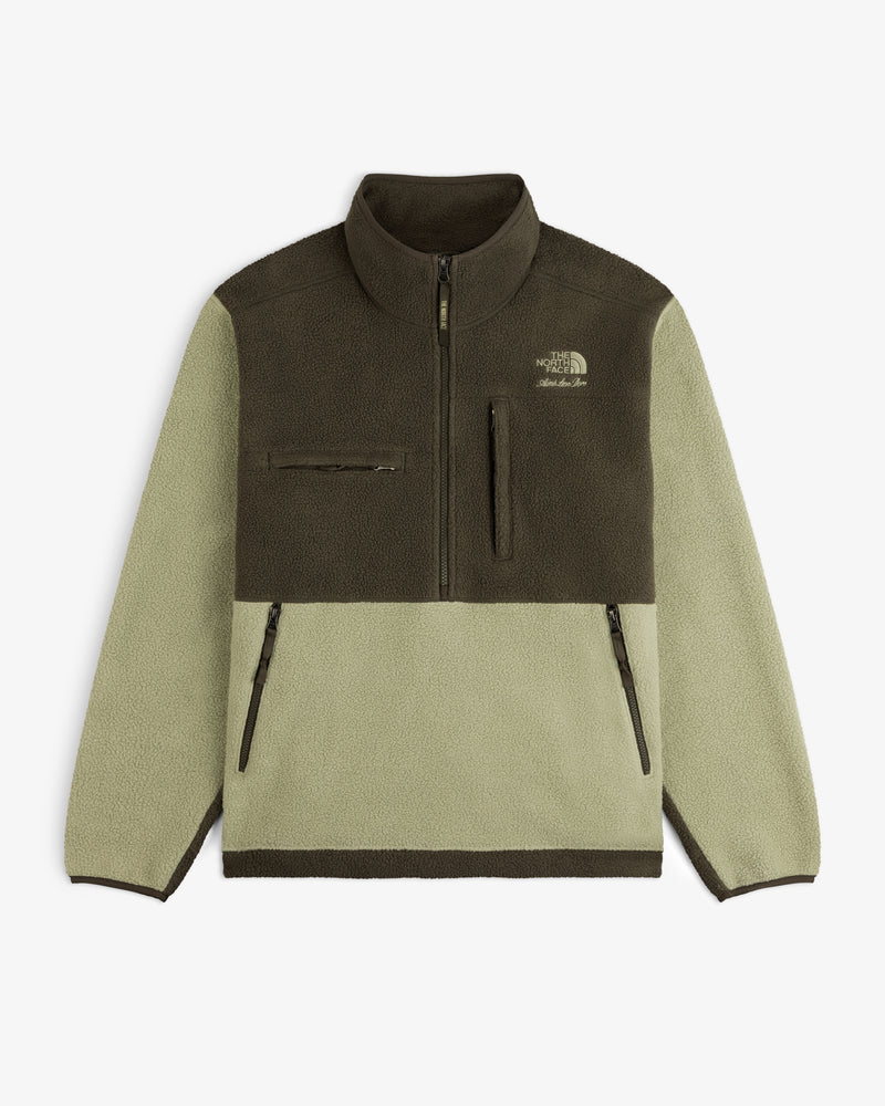 ALD/The North Face ’95 Denali Half-Zip Pullover in two-tone green with three zip pockets and chest logo.