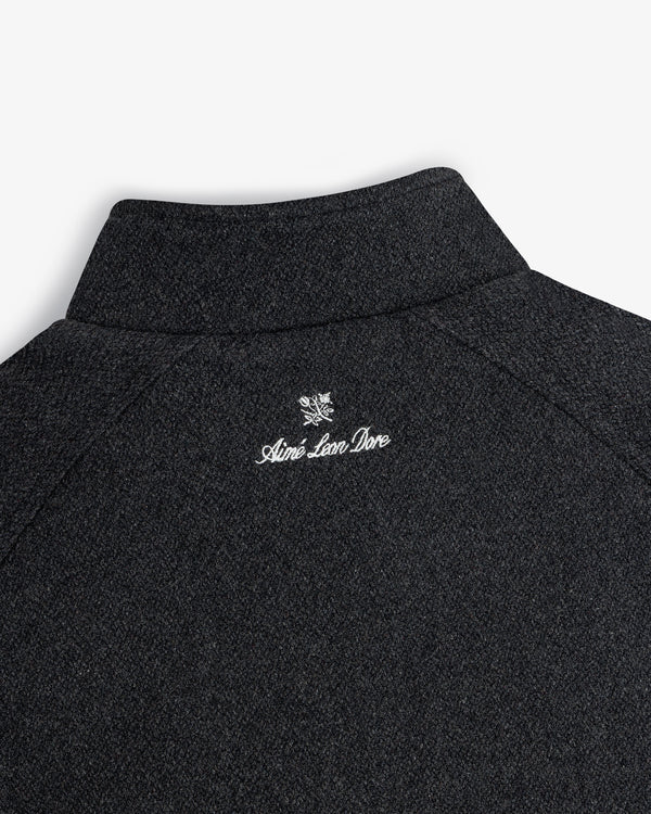 Back collar of the NY Highlanders Wool Varsity Jacket with Aimé Leon Dore and a small white crest embroidered.