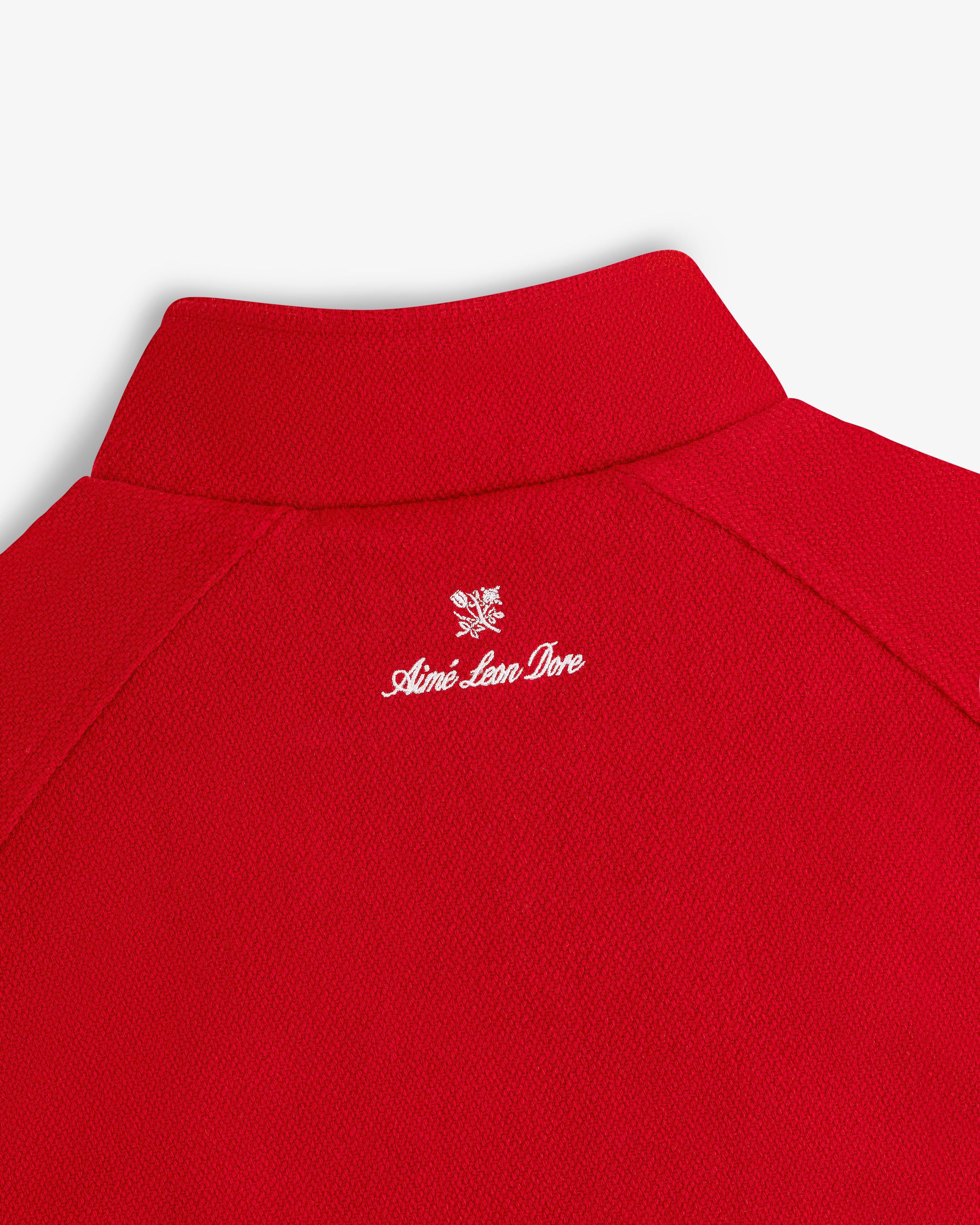 NY Highlanders Wool Varsity Jacket with Aimé Leon Dore and white crest logo printed on the back collar.