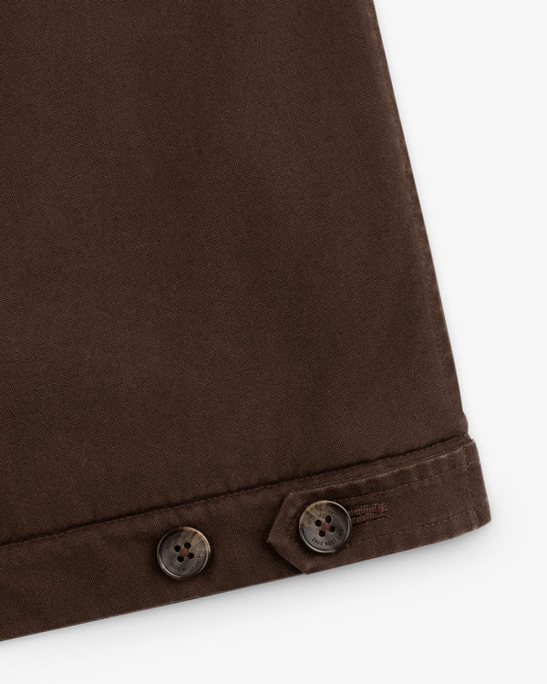 Brown Fleece Lined Mechanic Jacket cuff with two buttons.