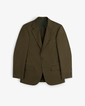 Single-Breasted Wool Blend Suit Jacket
