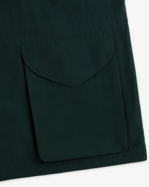 Lightweight Barn Jacket in dark green with a large square flap pocket stitched on the front.
