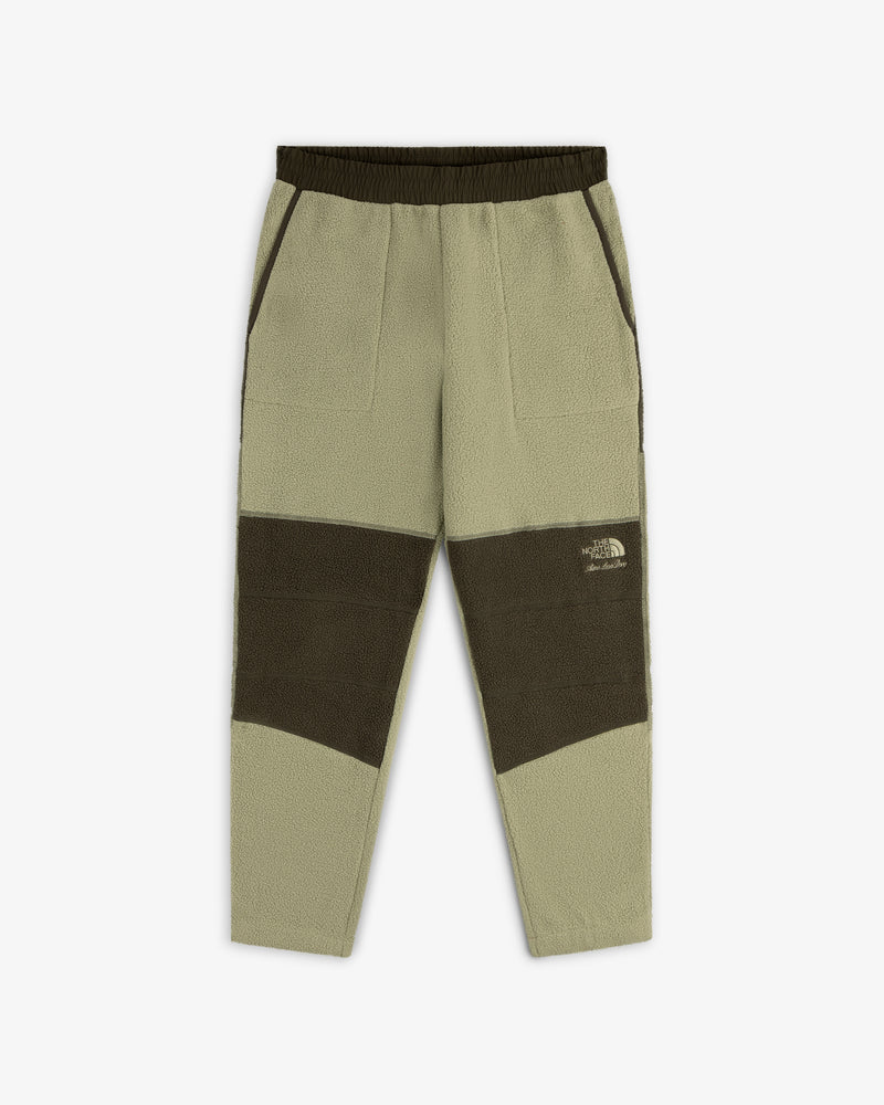 ALD/The North Face Denali Fleece Pant in olive with knee patches, black waistband, side pockets, and logo detailing.