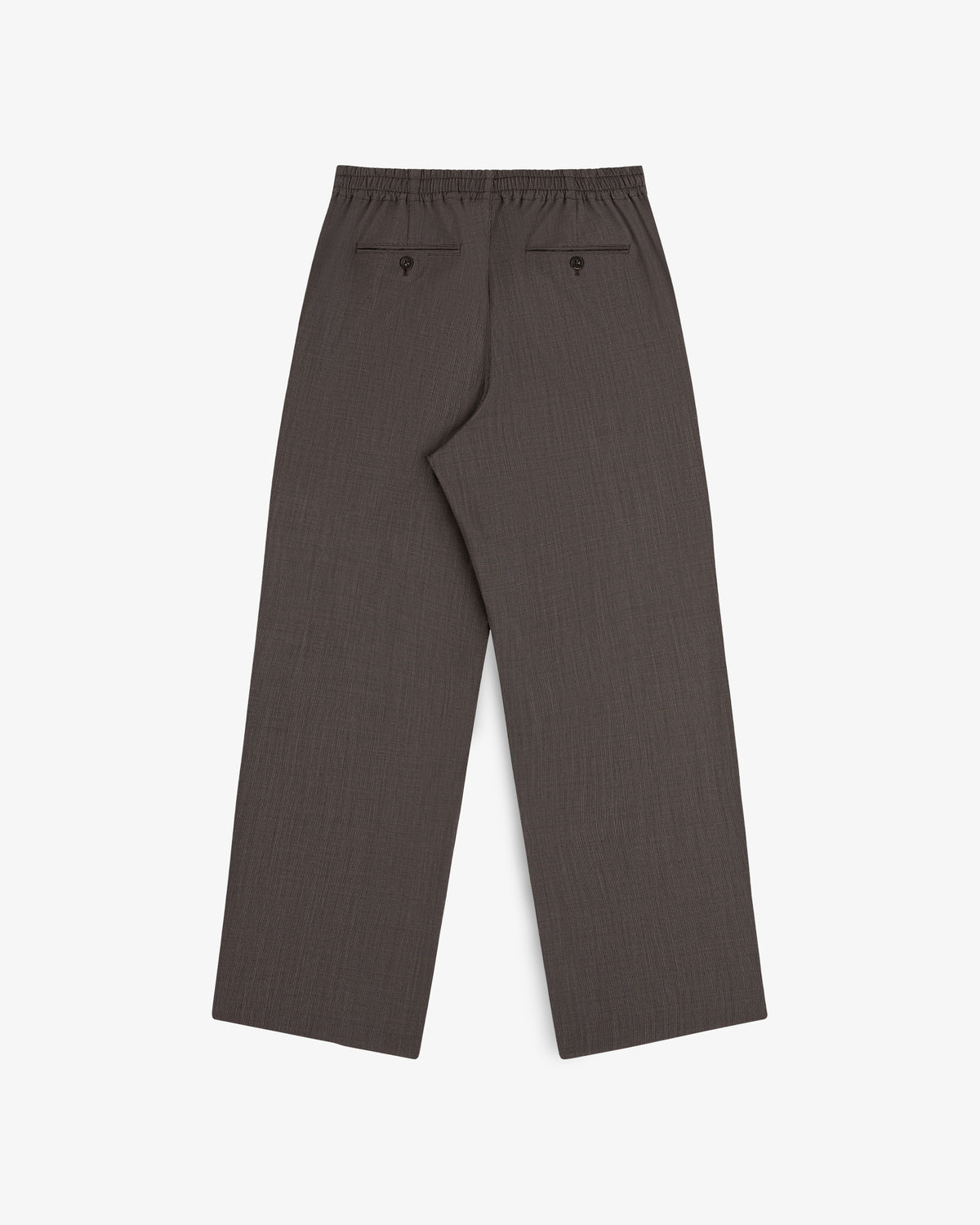 Houndstooth elasticated waist trousers with wide legs, laid flat on a white background.
