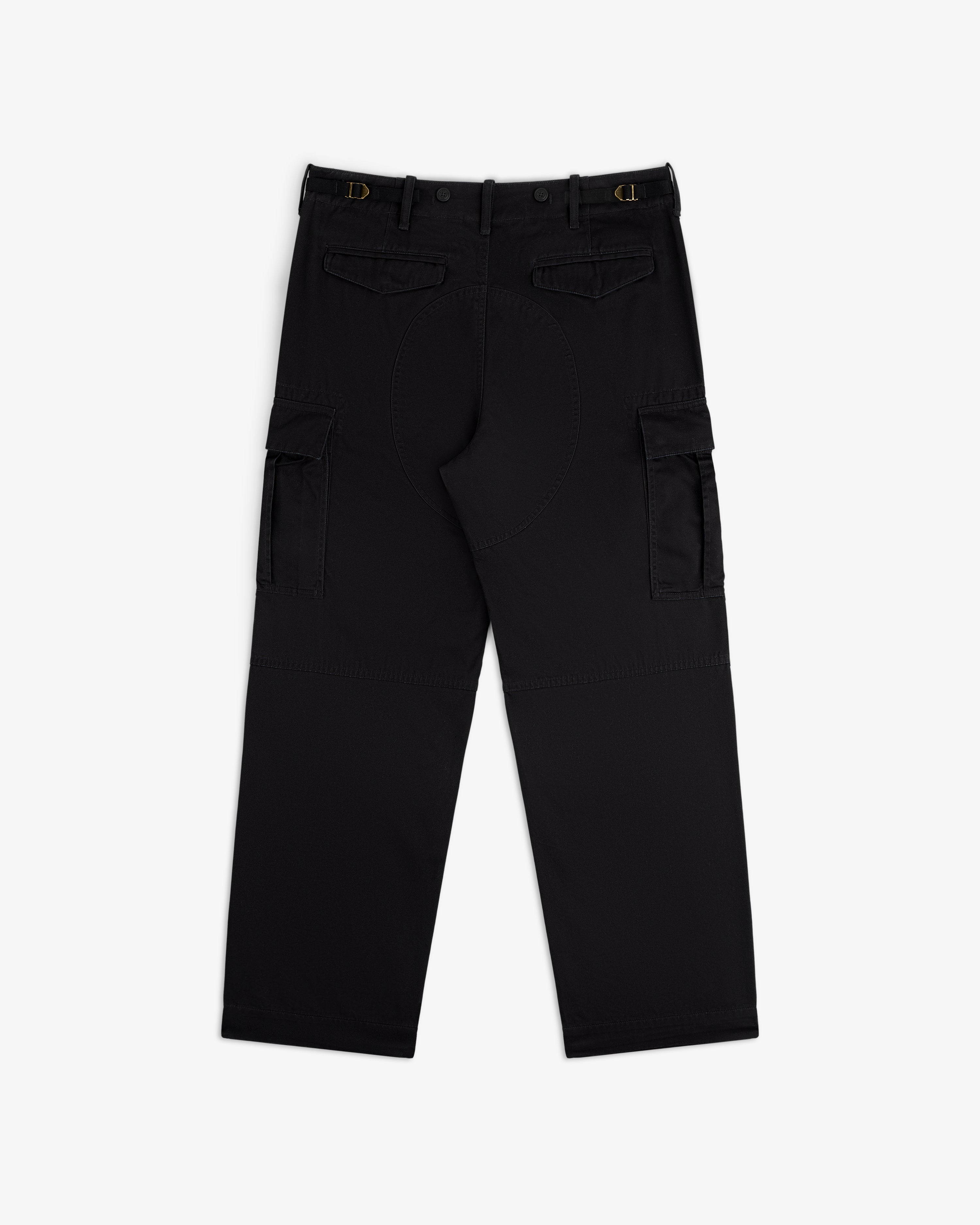 Fatigue Pant in black with side flap pockets, belt loops, and decorative stitching shown on a white background.