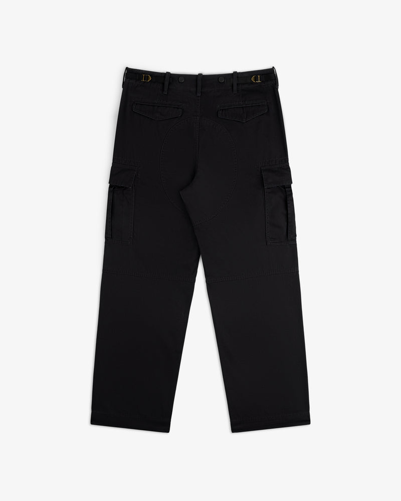 Fatigue Pant in black with side flap pockets, belt loops, and decorative stitching shown on a white background.
