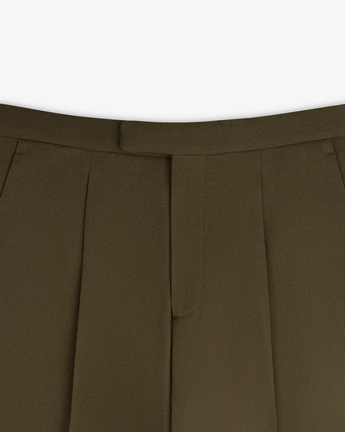 Olive green Wool Blend Suit Trouser with a tailored waistband and pleated front.