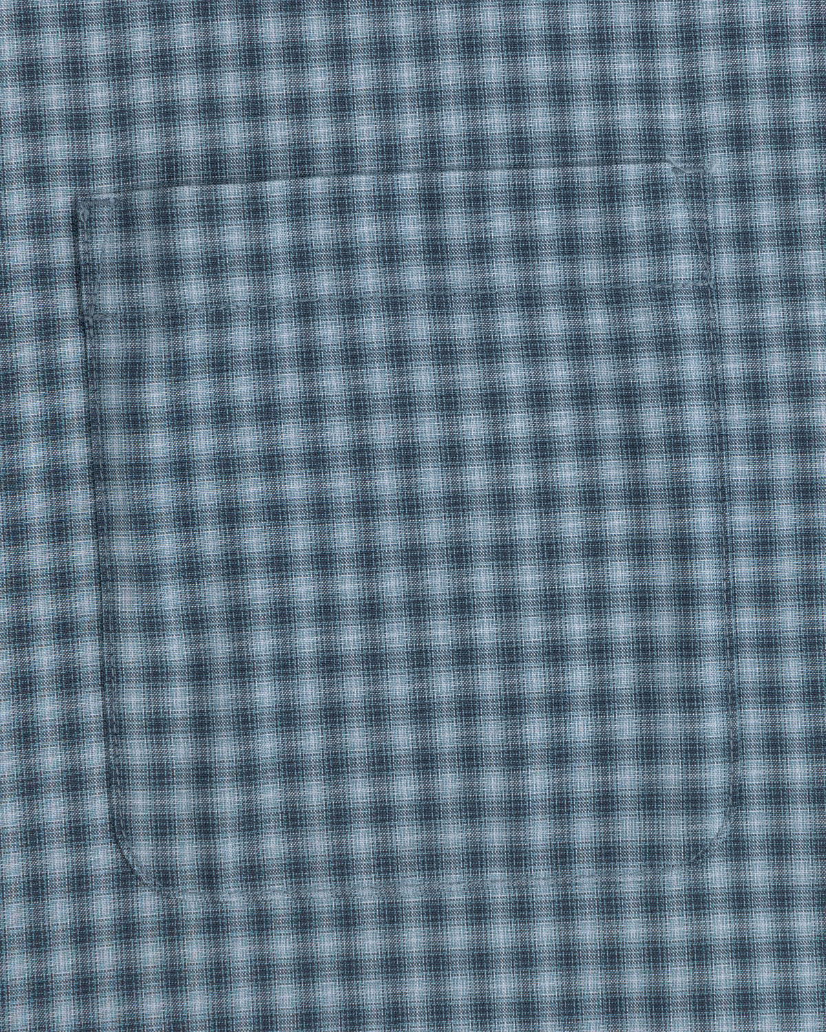 Close-up of a Plaid Casual Shirt in blue and white, featuring a central pocket.