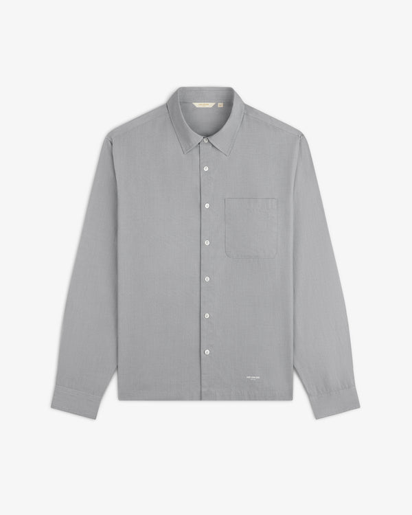 Light gray Poplin Casual Shirt with long sleeves and chest pocket, laid flat on a white background.