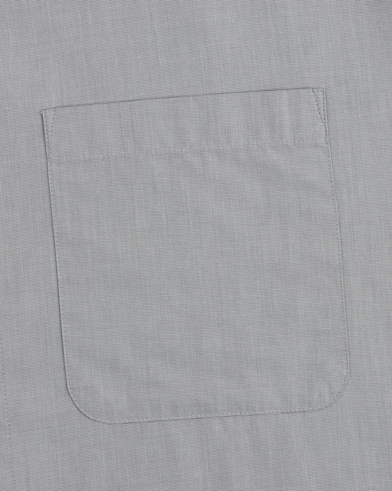 Poplin Casual Shirt in gray fabric with a square chest pocket and visible stitching at the pocket edges.