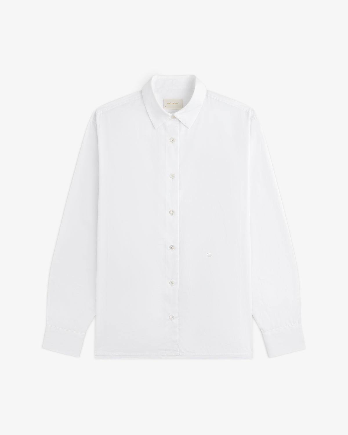 White Button Down Poplin Shirt with long sleeves and a collar.