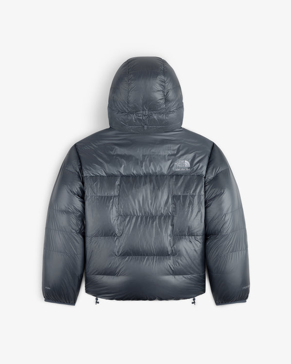 ALD/The North Face Reversible Pertex® Nuptse Jacket in dark gray with hood, back view on white background.