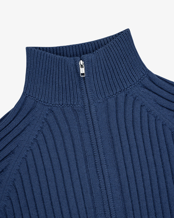 Drop Needle Full-Zip Sweater