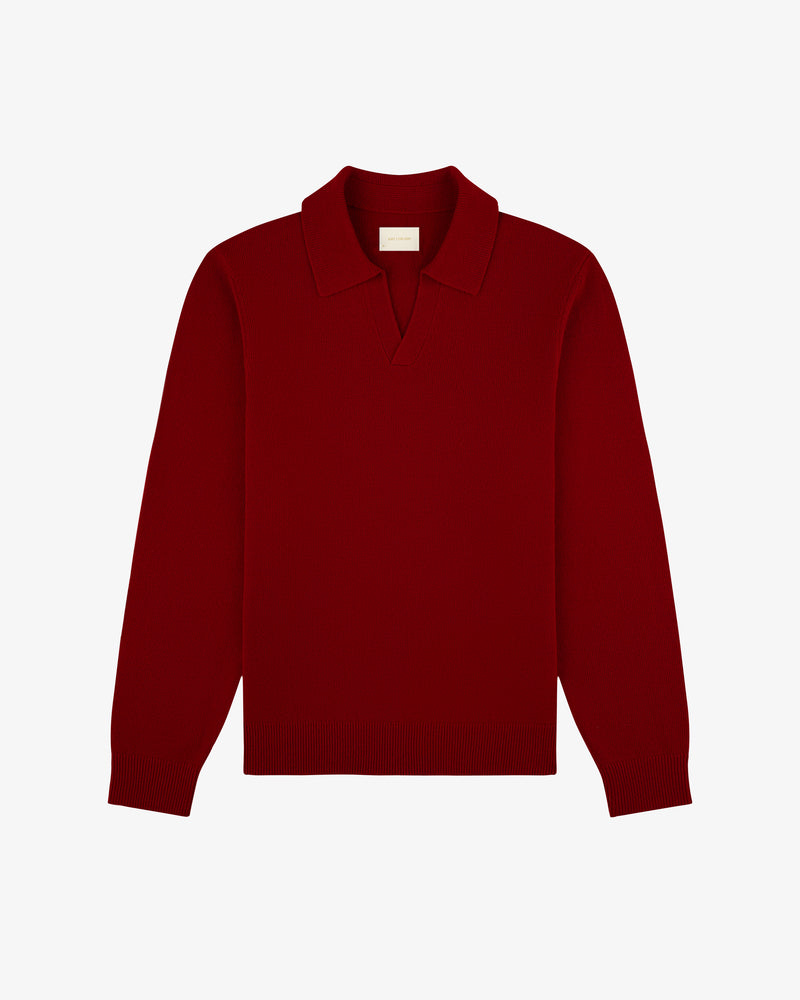 Wool Knit Polo Sweater