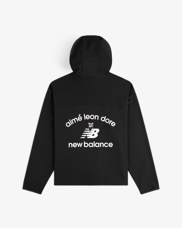 Black ALD / New Balance Full-Zip Warmup Hoodie with white co-branded logos on the back.