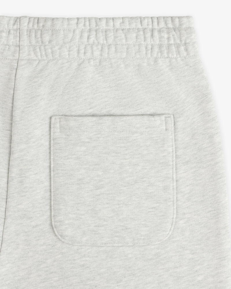 Detail of Micro Logo Sweatpants featuring light gray color, elastic waistband, and one back patch pocket.