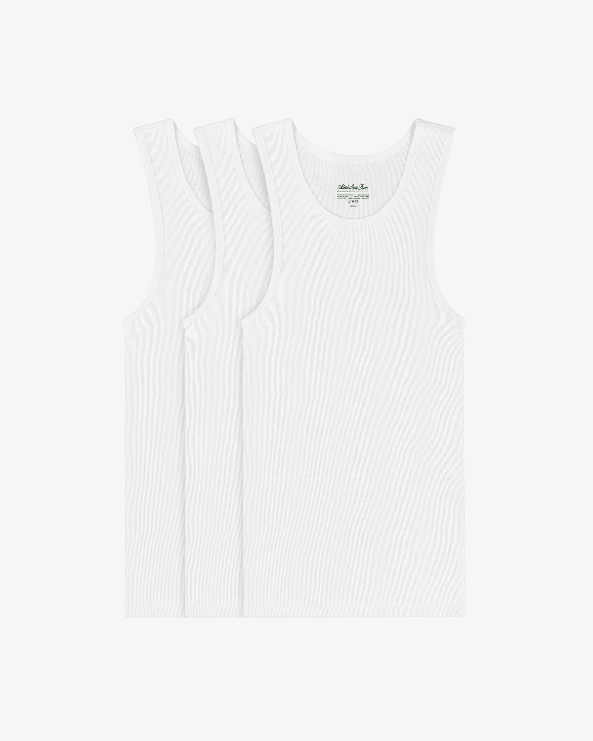 Three Tank Top 3-Pack white sleeveless undershirts stacked together on a plain white background.