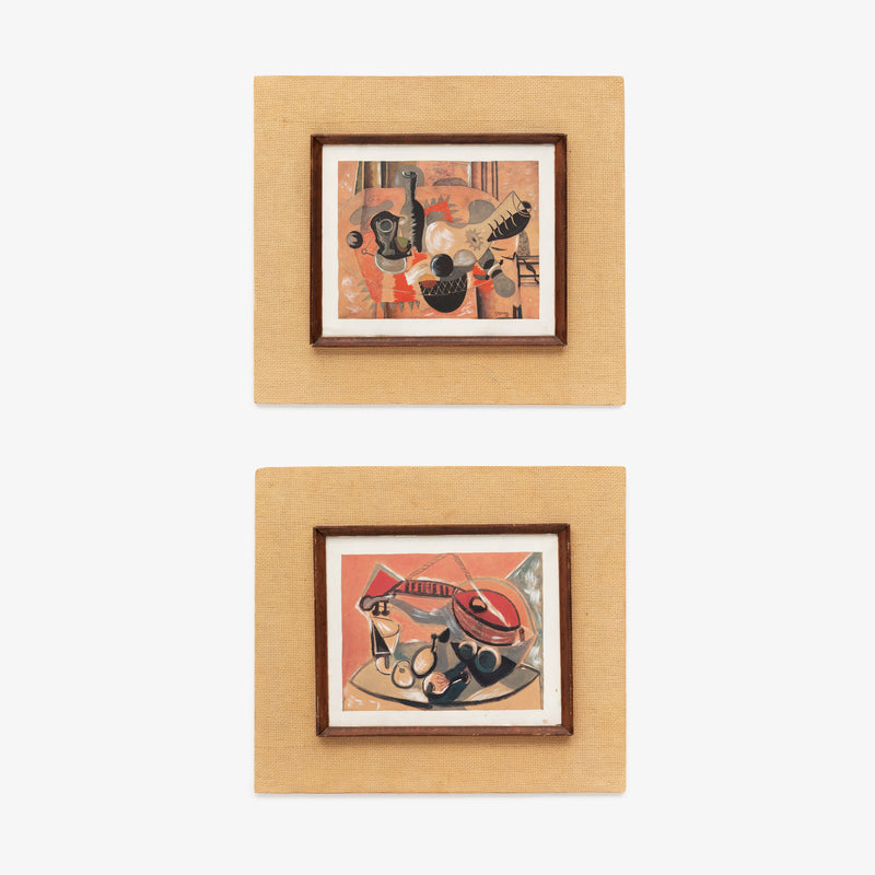 Mid Century Woven Framed Georges Braque Prints, Pair