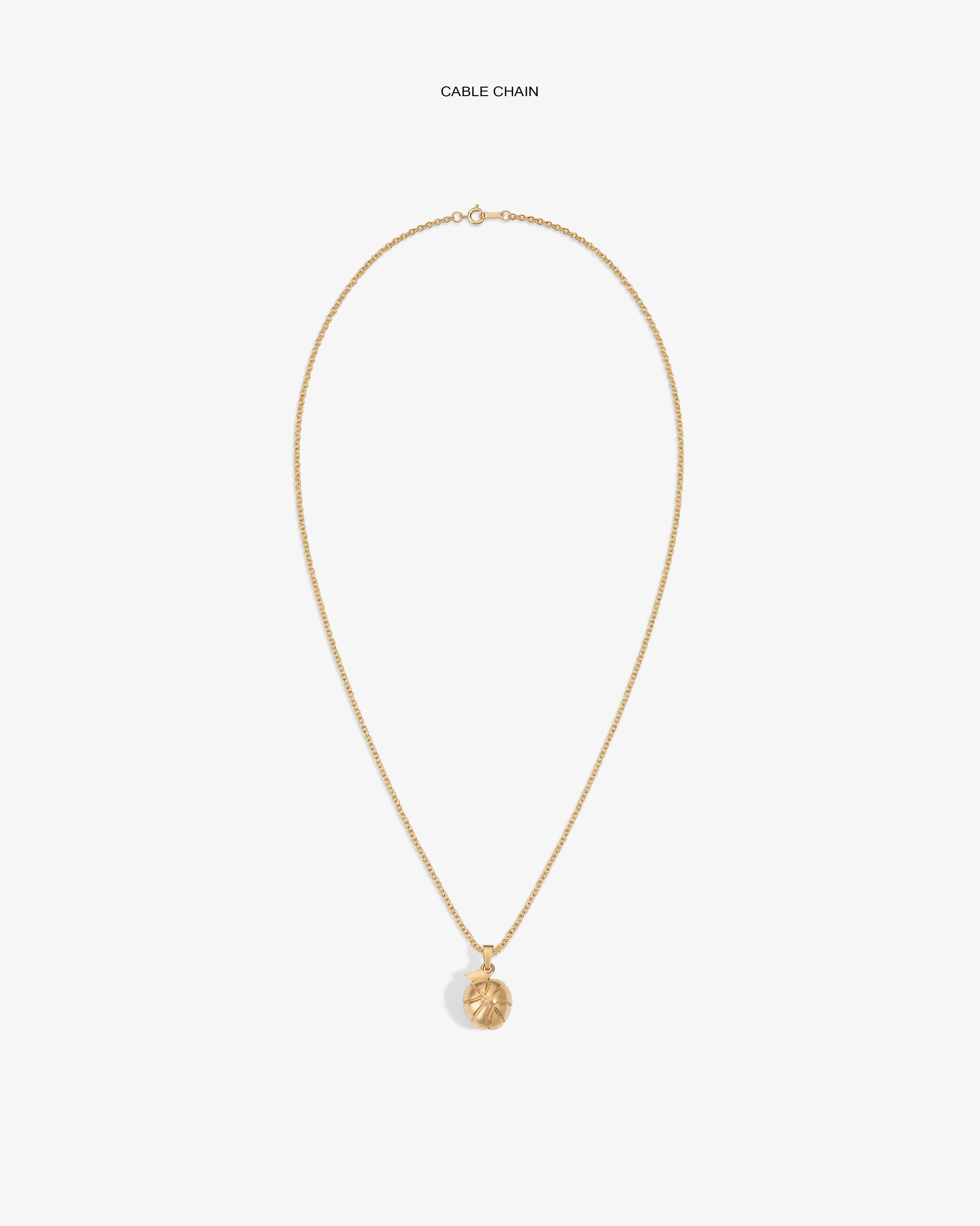 14Kt Sonny Apple Pendant on a gold cable chain, showcased centered against a white background.