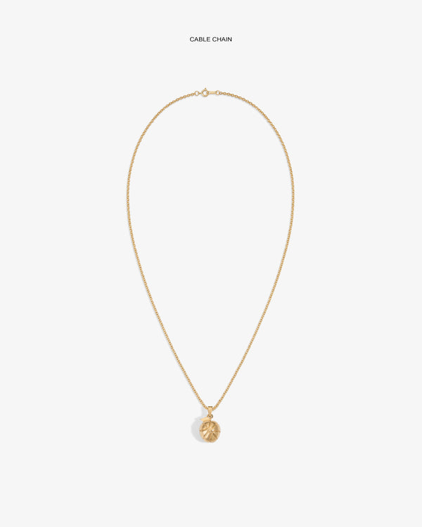 14Kt Sonny Apple Pendant on a gold cable chain, showcased centered against a white background.