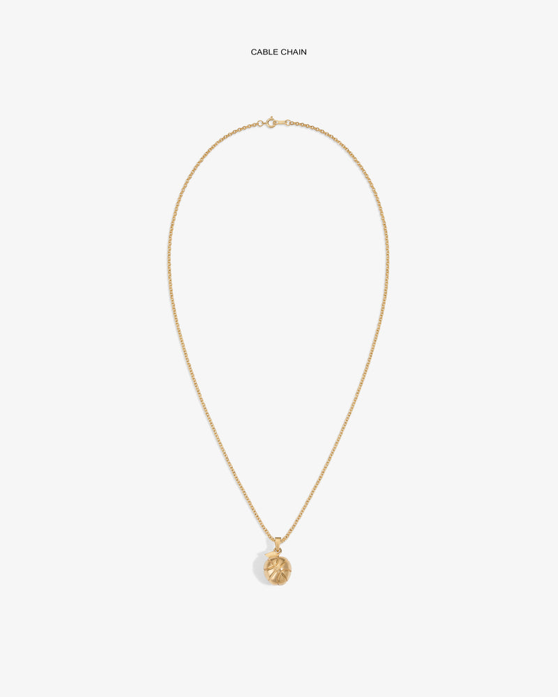 14Kt Sonny Apple Pendant on a gold cable chain, showcased centered against a white background.