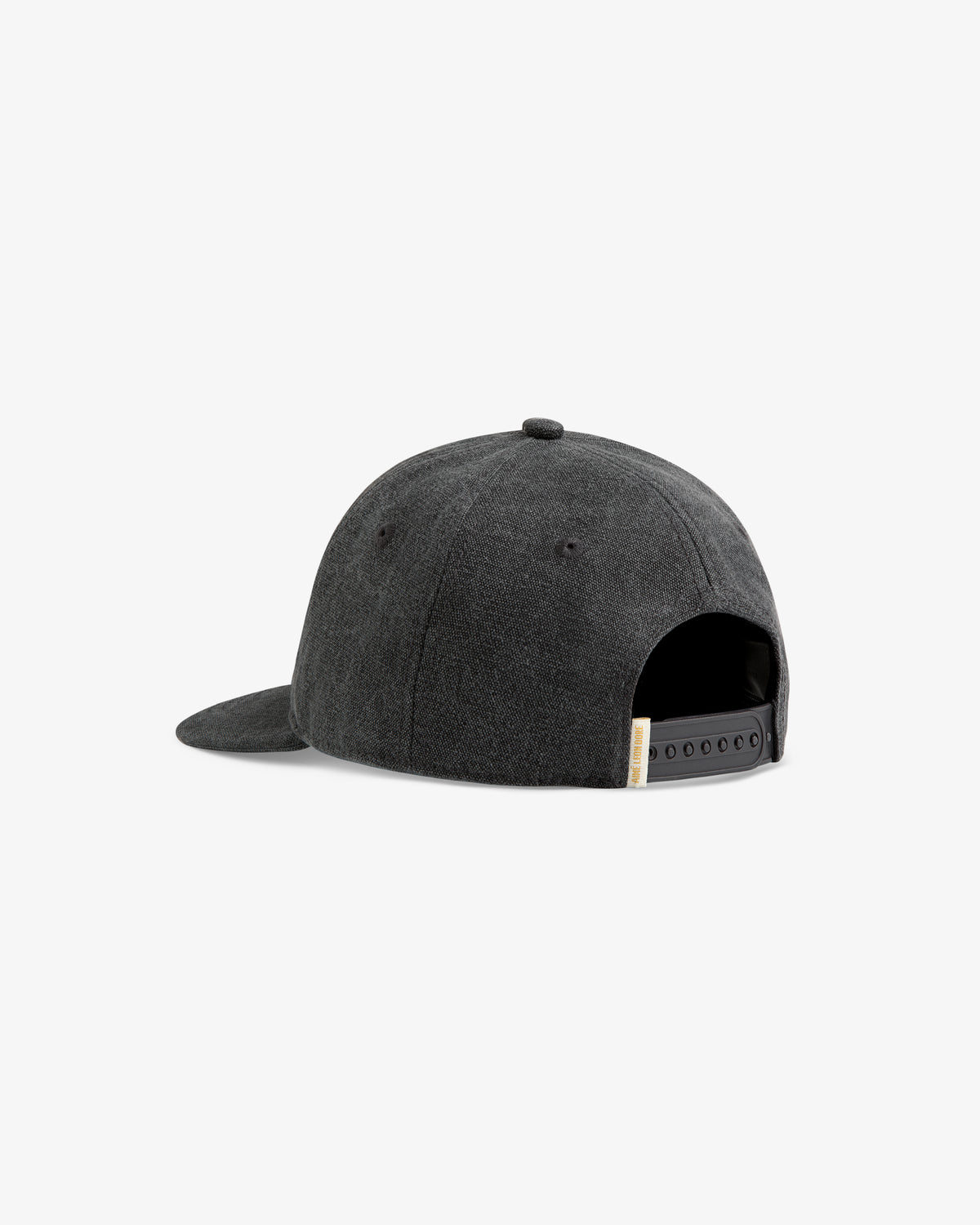 The Micro Logo Hat is a dark gray baseball cap with an adjustable snapback closure, shown from the back.
