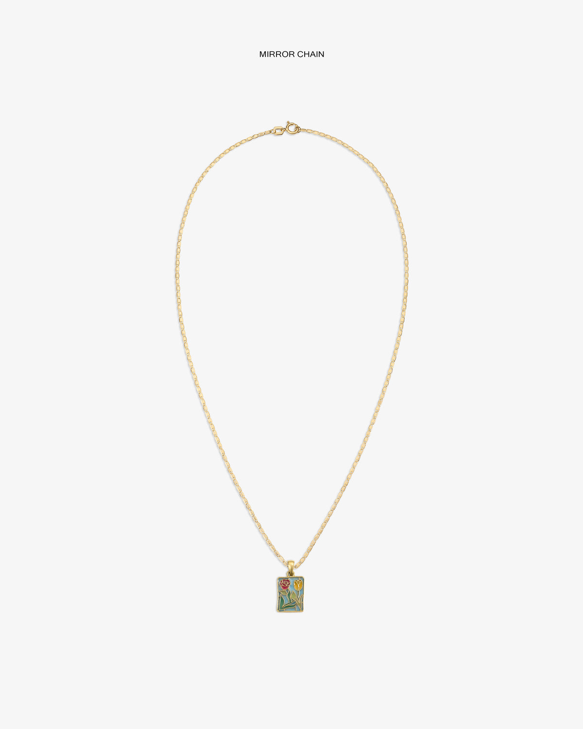 14Kt Gold Stained Glass Crest Pendant with colorful floral design, shown on a plain white background.