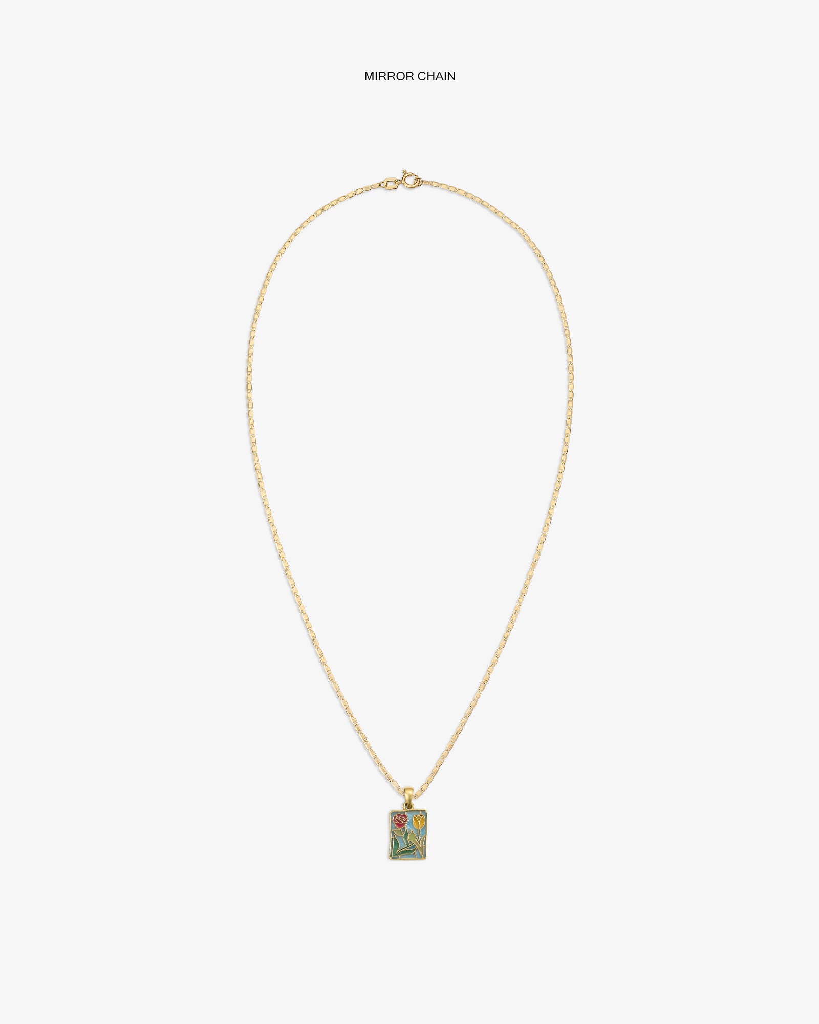 14Kt Gold Stained Glass Crest Pendant with colorful floral design, shown on a plain white background.