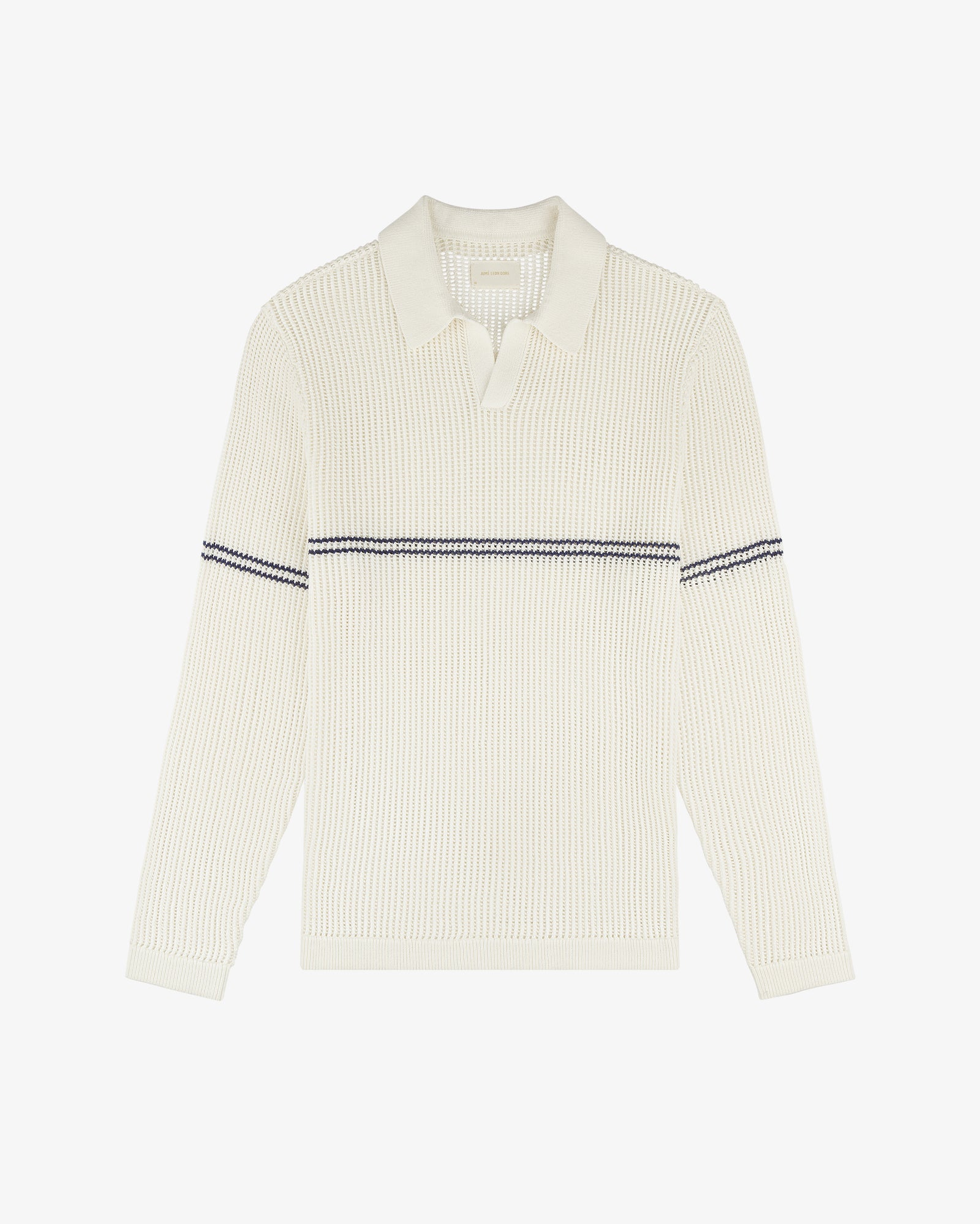 Long-Sleeve Mesh Knit Polo