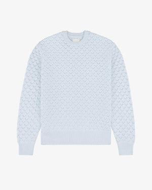 Eyelet Knit Crewneck Sweater
