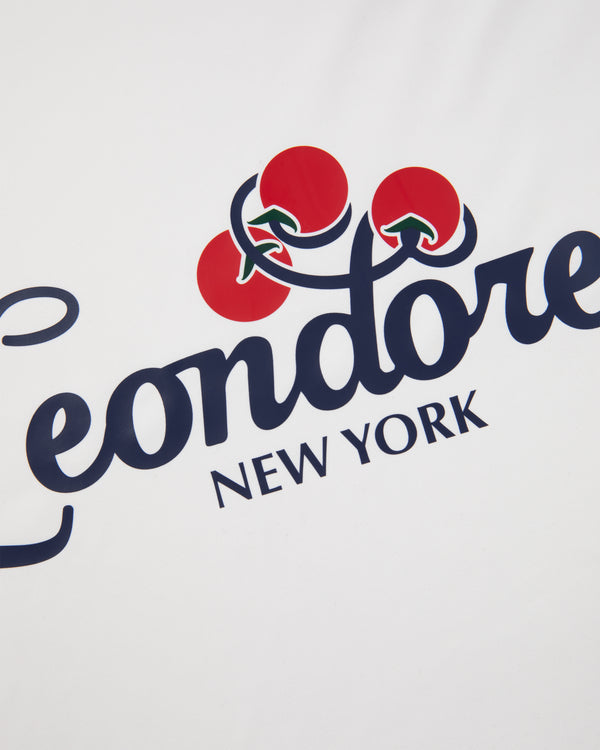 Three red cherries and “Team Leon Performance Jersey” on a white background.