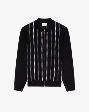 Jacquard Stripe Polo Cardigan
