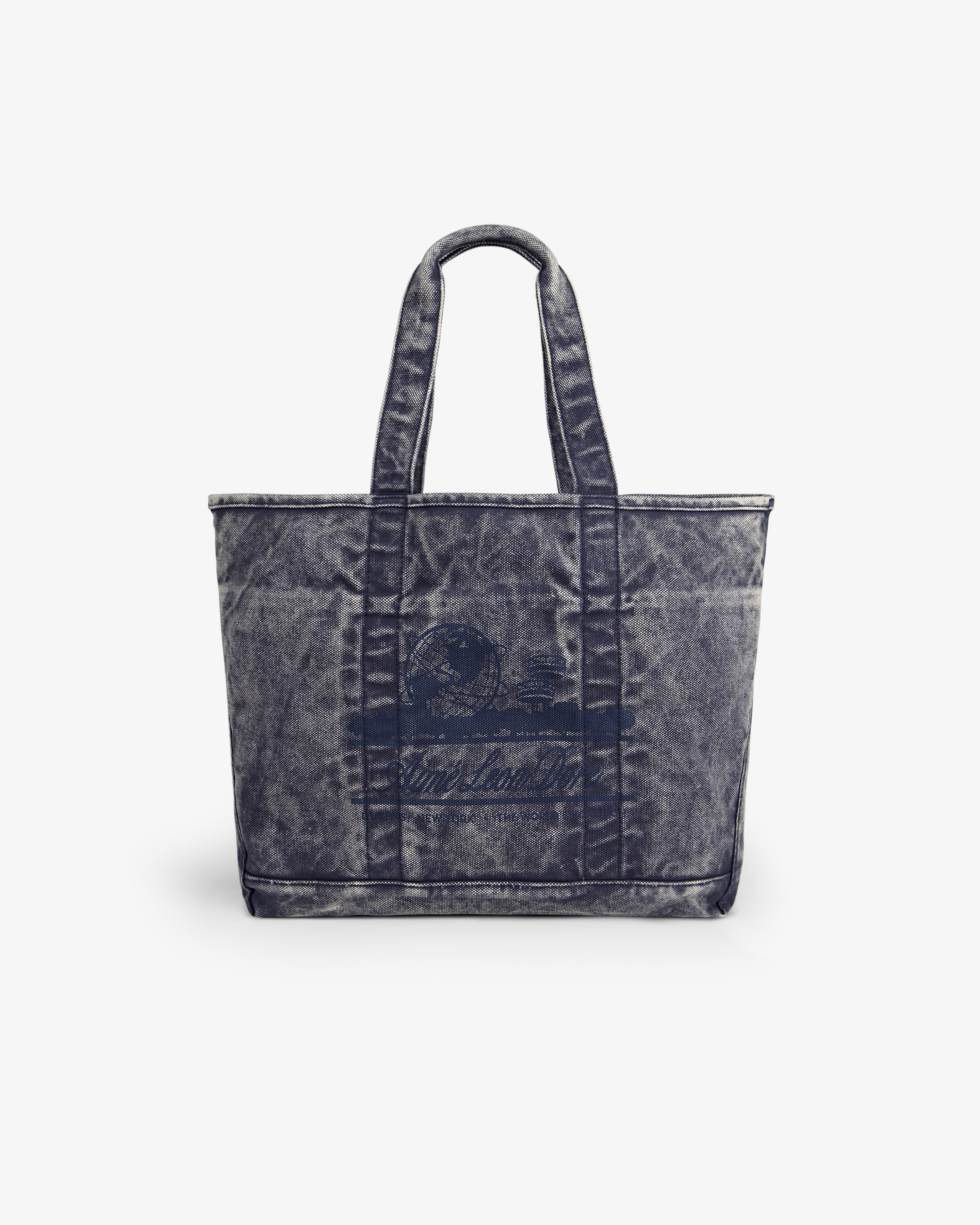 Sun Faded Large Unisphere Tote Bag with double handles and a subtle graphic print on the front.