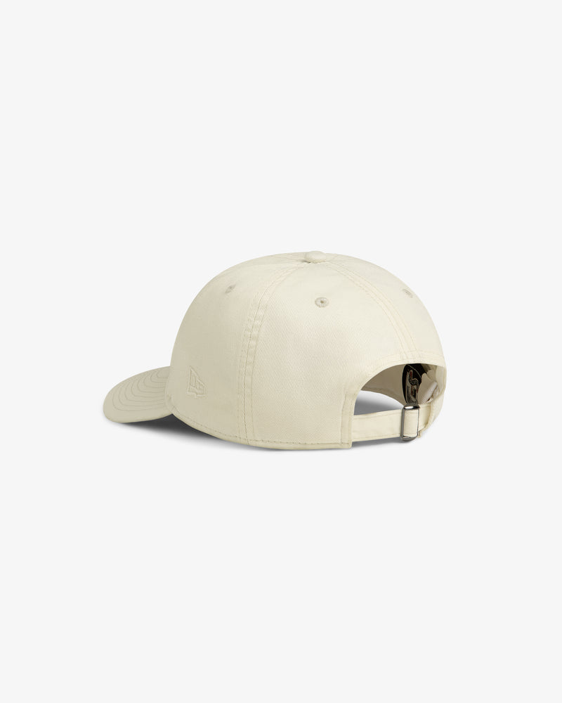 ALD / New Era Mets Retro Fit Hat in beige, shown from the back with adjustable strap and curved brim.
