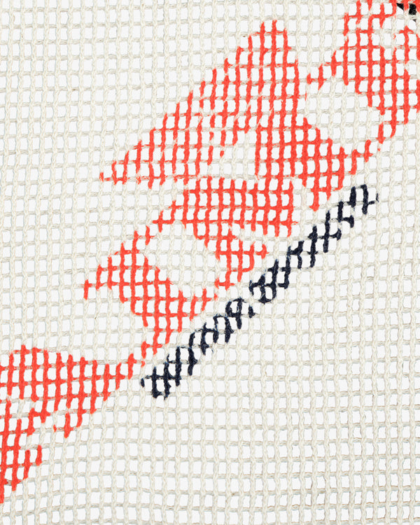 Aimé Painters Hat with red and black text on white mesh and a red checkered flag pattern across the center.