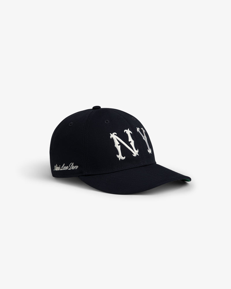 ALD / New Era Highlanders Retro Fit Hat featuring white NY front lettering and Saint Louis Dore side text on white background.