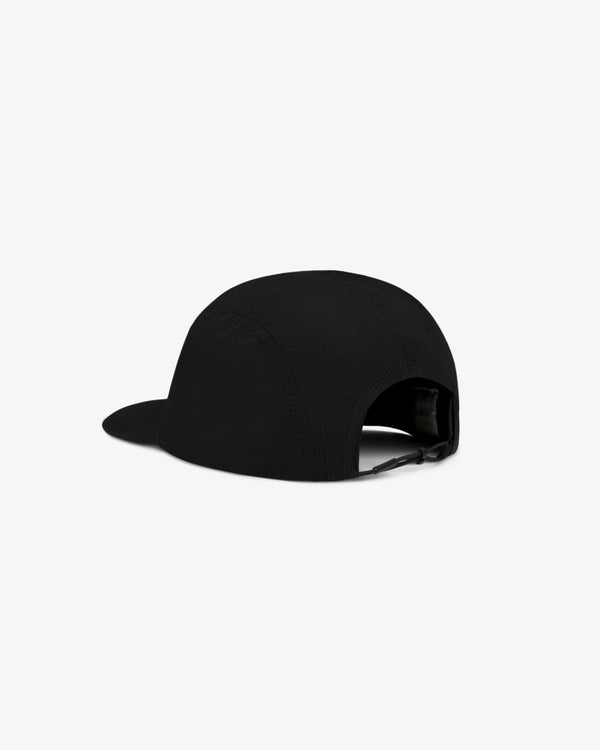 The Aimé Performance Sport Hat in black, back view showing the adjustable strap on a white background.