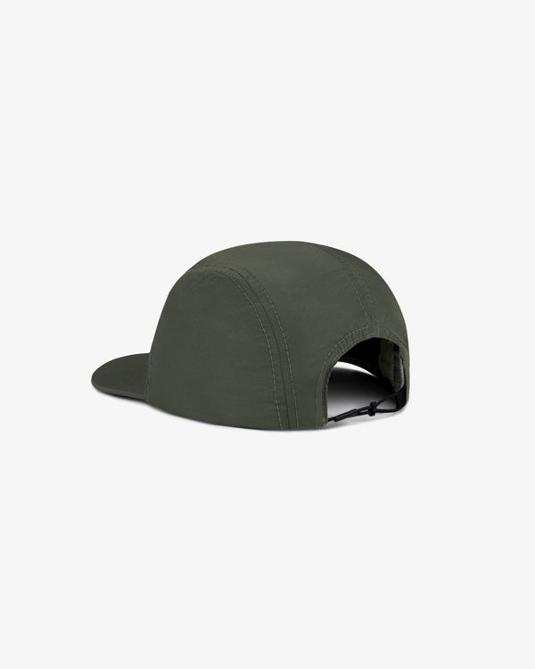 Aimé Performance Sport Hat in dark green, featuring a curved brim and adjustable strap, shown from the back.