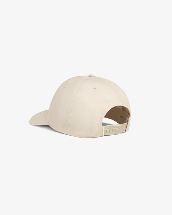 Fassianos Graphic Hat in beige, shown from the back with adjustable snap closure on a white background.