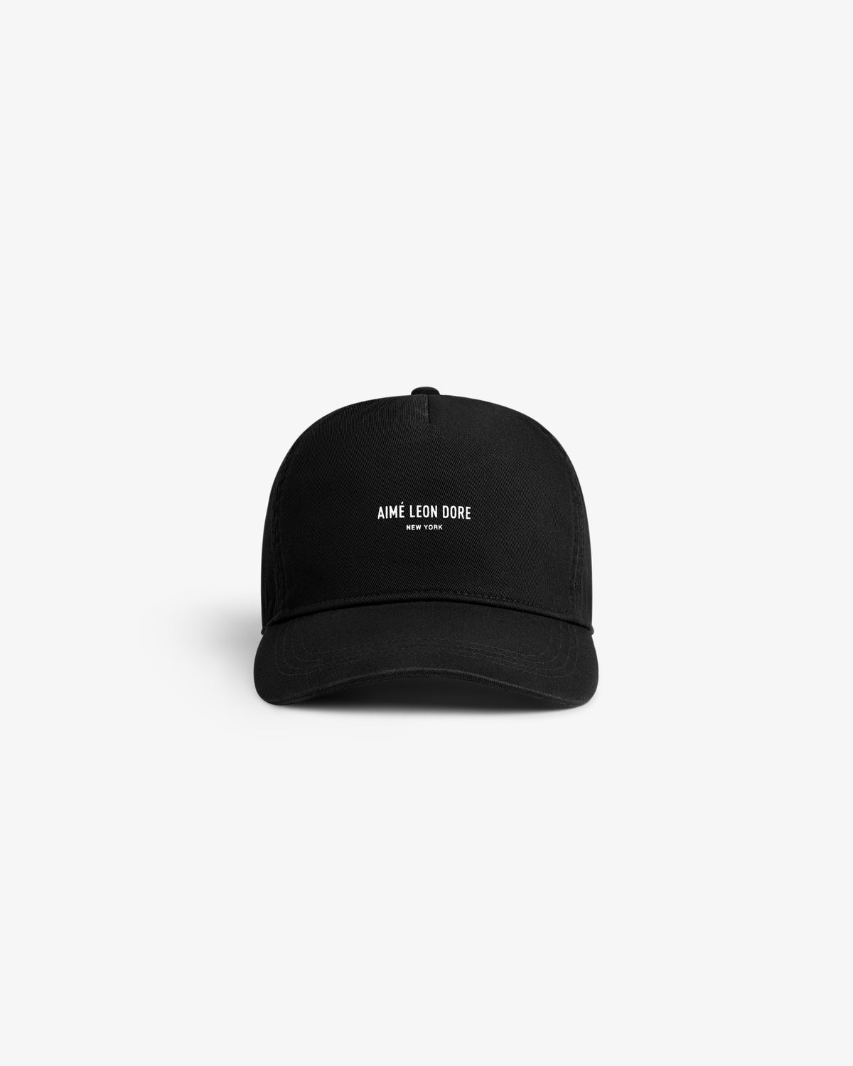 Black Micro Logo Hat with AIMÉ LEON DORE NEW YORK in white on the front, shown on a white background.